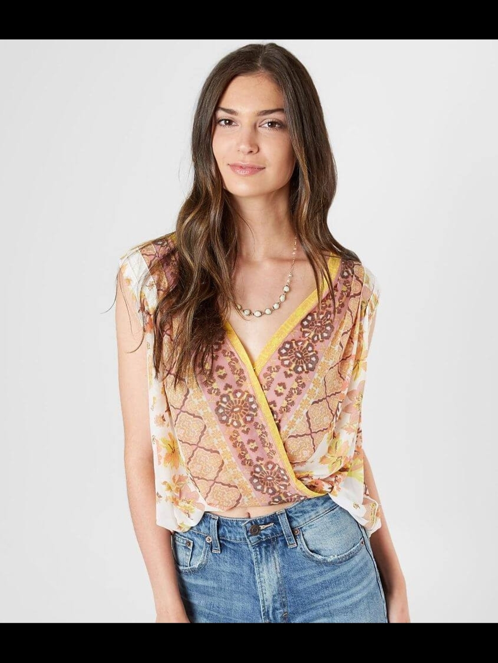 Free People Havana Floral Cropped Tank Top